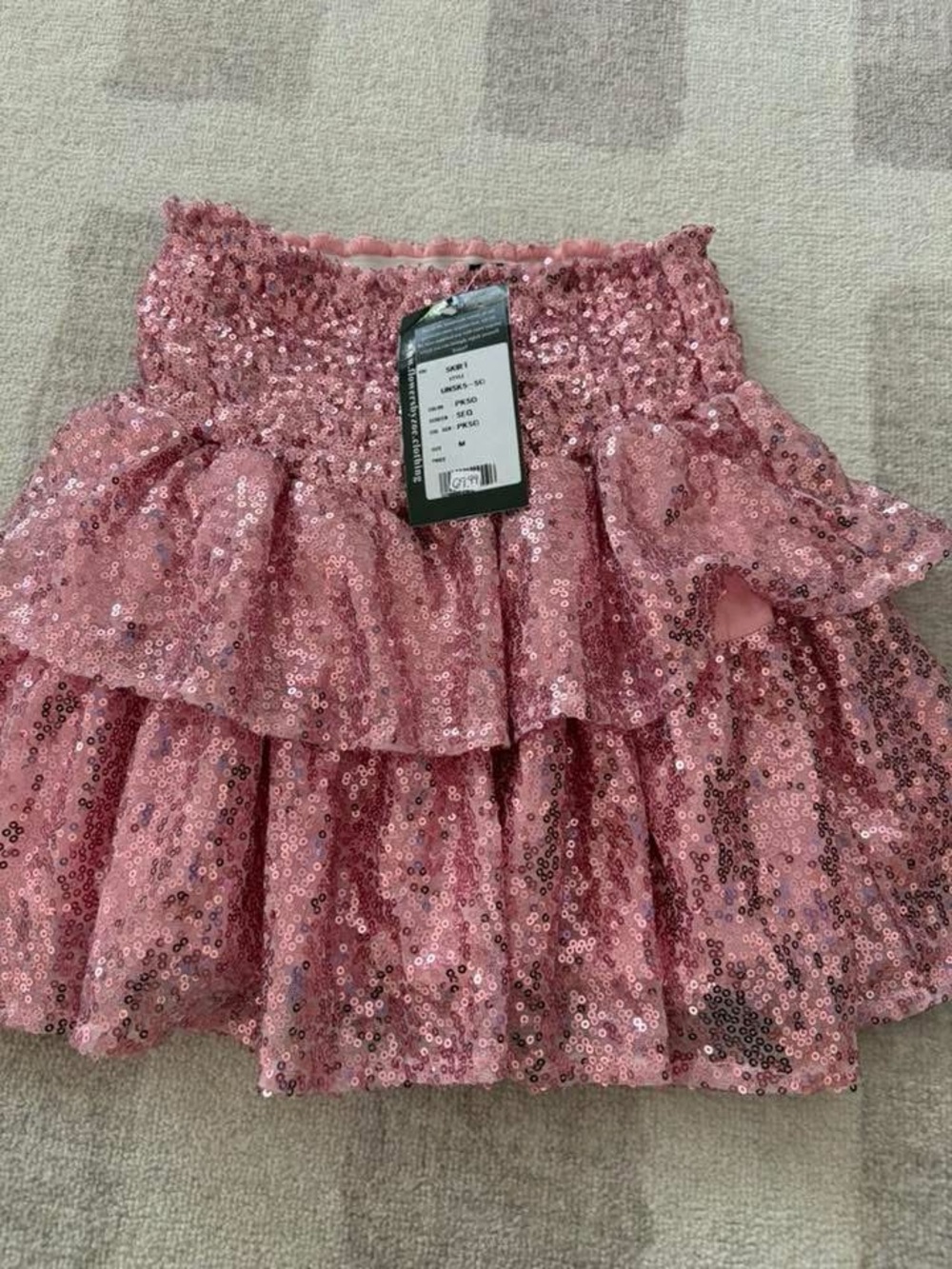 Flowers by Zoe Pink Tiered Sequin Skirt